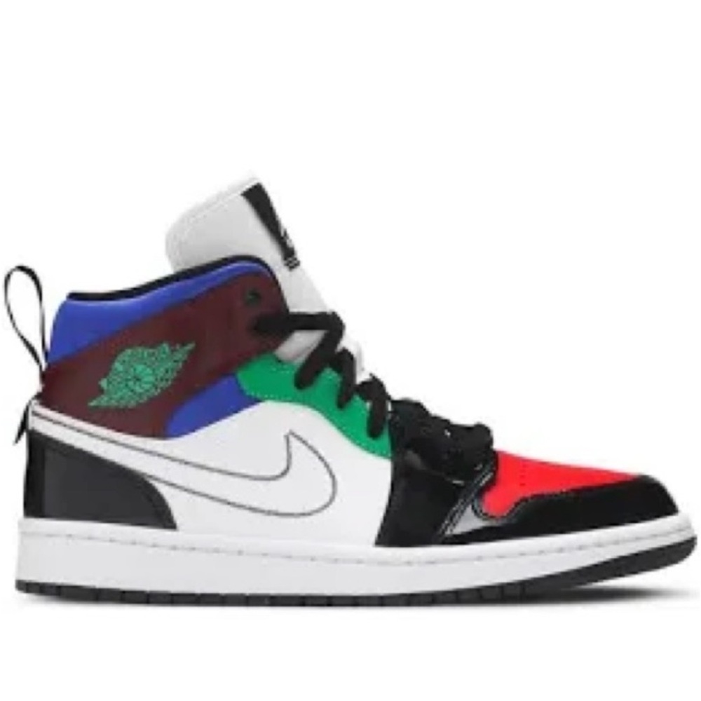 Jordan 1 Nike High Top Red and Green Sneakers Bold Color Block Design Size 10 - Picture 9 of 9